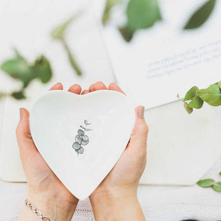 Eucalyptus Fine Bone China Heart Dish