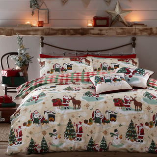 Jolly Santa Christmas Duvet Cover Set Multi Double