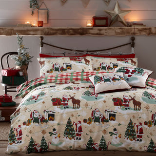 Jolly Santa Christmas Duvet Cover Set Multi King