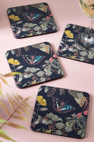 Midnight Floral Square Coaster
