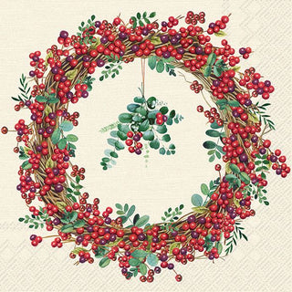 Berry Wreath Cream Napkin