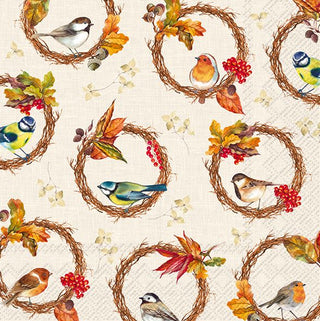 Birds In The Wreath Cream Napkin