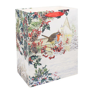 Christmas Robins Gift Bag Large