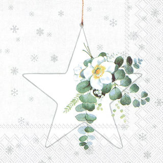 White Xmas Big Star Wh. Silver Napkins