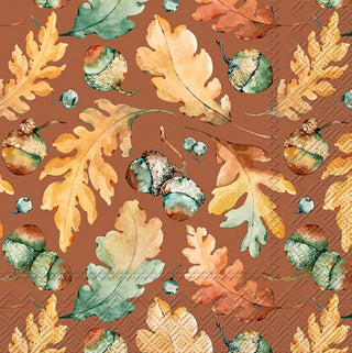 Acorns And Leaves Brown Napkins