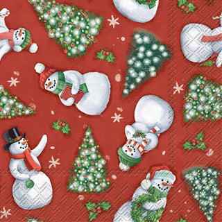 Snowmen Red Napkin