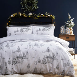 Midwinter Toile Duvet Cover Set Snow Single