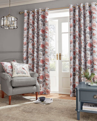Maryam Crimson 88"x90" Blackout Lined Eyelet Curtains