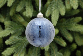 Navy Crusted Finish Glass Bauble