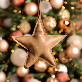 Leather Light Brown Star Hanging Decoration