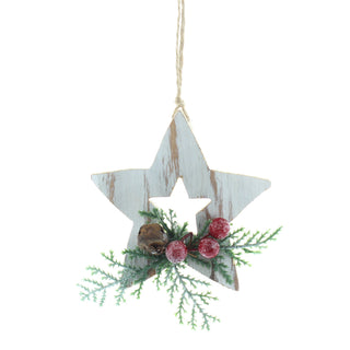 Wooden White Washed Effect Star Decoration