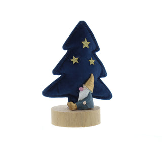 Navy & Gold Tree With Polyresin Santa