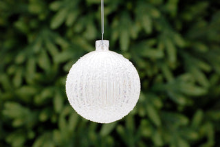 White Encrusted Segment Glass Bauble