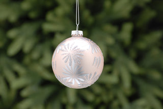 Pink With Silver Glitter Firework Glass Bauble