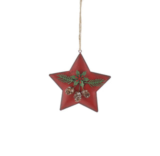 Metal Star With Green Foliage Heart Decoration