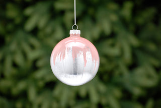 Light Pink Silver Ombre Effect Glass Bauble