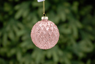 Dark Pink Hexagon Glass Bauble