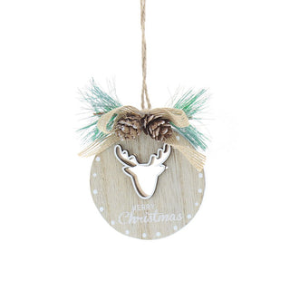 Wooden Circle With Reindeer Head Hanging Decoration