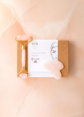 Rose Quartz Gua Sha and Roller Set
