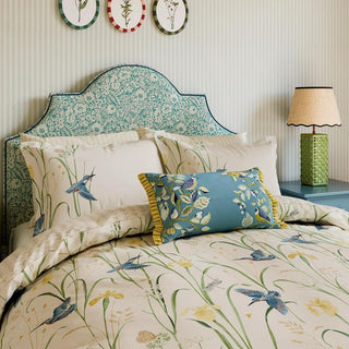 Kingfisher & Iris King Duvet Cover Set Azure & Linen
