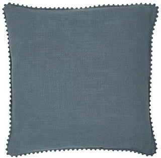 Linen Pom Pom Forest Green Cushion 45x45cm