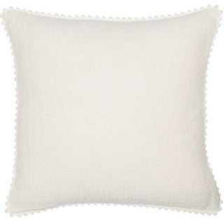 Linen Pom Pom Ivory Cushion 45x45cm