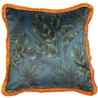 Nightbloom with Rust Fringe Cushion 45x45cm