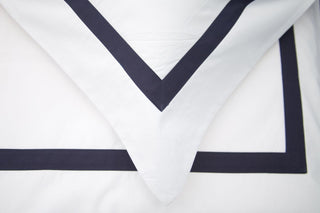 Savile Edge 220 Duvet Cover Double White/Navy