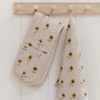 Linen Sunflower Double Oven Glove