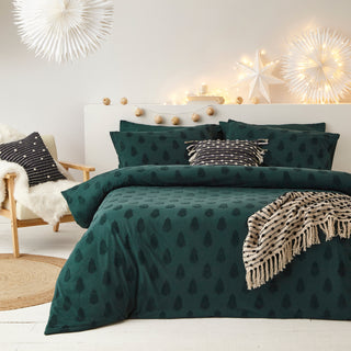 Tufted Tree Festive Duvet Cover Set Pine Green Single