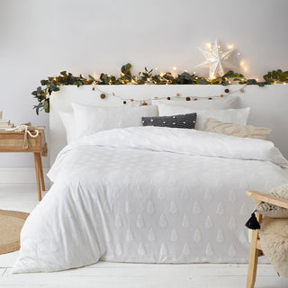 Tufted Tree Festive Single Duvet Cover Set Snow 