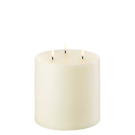 Uyuni Led Pillar Candle Triple Flame, Ivory, Smooth, 15X15 Cm