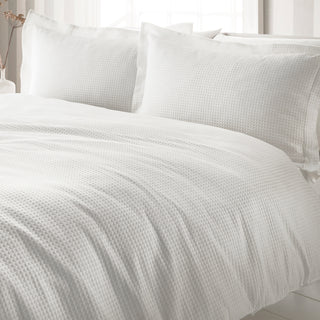 Waffle King Size Duvet Set White