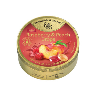 Raspberry & Peach Filled Drops 175g