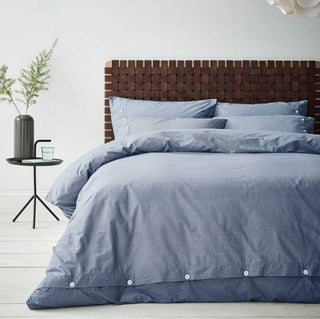 Washed Texture Blue Super King Duvet Set