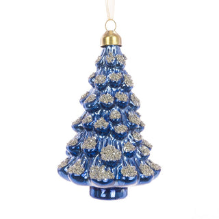 Tree Shaped Glass Hanging Decoration Blue