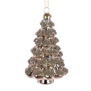 Tree Shaped Glass Hanging Decoration Gold