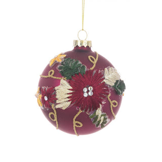 Embroidery Glass Bauble Red