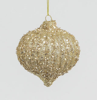 Glitter Ridge Glass Onion Gold Hanging Decoration