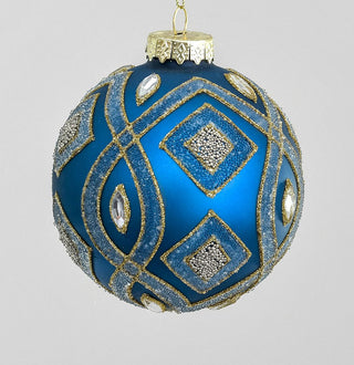 Pattern Blue Glass Bauble