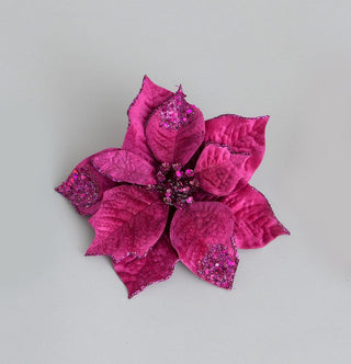 Velvet Poinsettia Clip Pink