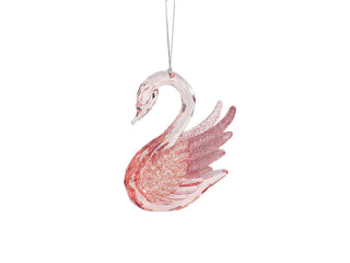 Swan Rose Gold Glass Decoration