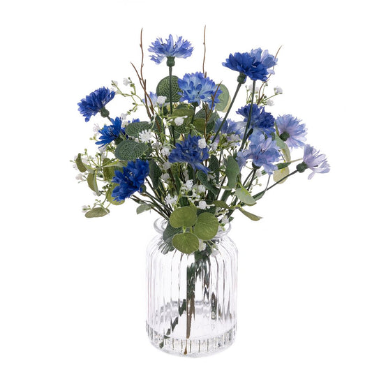 Cornflower & Foilage in Vase