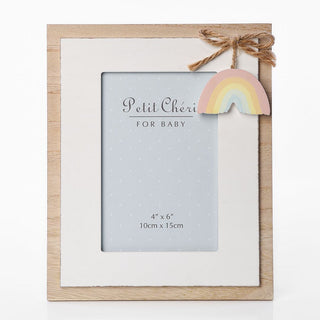 Petit Cheri Wooden Photo Frame with Hanging Rainbow 4" x 6"