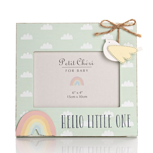 Petit Cheri "Hello Little One" Bird & Rainbow Photo Frame 6" x 4"