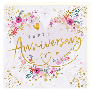 Floral Heart Happy Anniversary Card