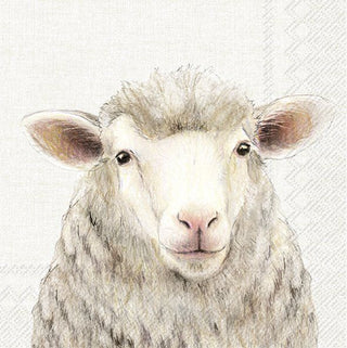 Farm Sheep Cream Paper Napkin