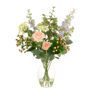 Rose & Larkspur in Bouquet Vase