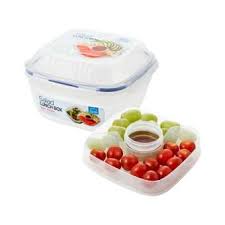 HSM8440T Salad Lunch Box with Tray & Sauce Pot, Plastic, 950 milliliters