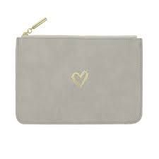 Grey Heart Cosmetic Bag